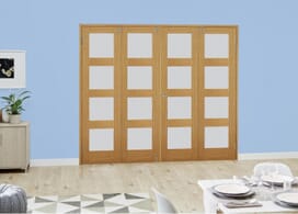 Oak 4l Frosted Folding Room Divider (4 X 533mm Doors) Image