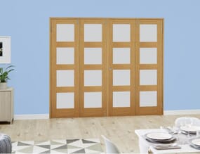 Oak 4L Frosted Folding Room Divider (4 x 533mm doors)