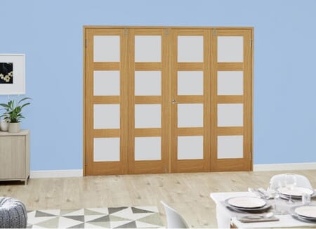 Oak 4L Frosted Folding Room Divider (4 x 533mm doors)