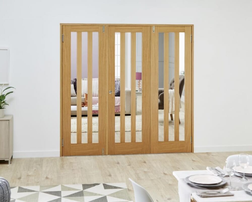 Aston Oak Frenchfold - Clear (3 x 610mm Doors)