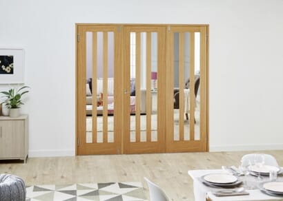 Aston Oak French Folding Room Divider - Clear
