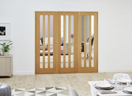 Aston Oak French Folding Room Divider - Clear