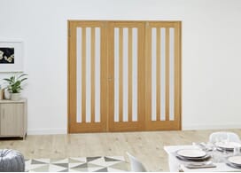 Aston Oak Frosted Folding Room Divider (3 X 610mm Doors) Image