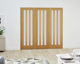 Aston Oak French Folding Room Divider - Frosted