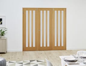 Aston Oak Frosted Folding Room Divider (3 x 686mm doors)