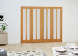 Aston Oak Frosted Folding Room Divider (4 X 610mm Doors) Image