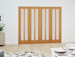 Aston Oak Frosted Folding Room Divider (4 x 610mm doors)