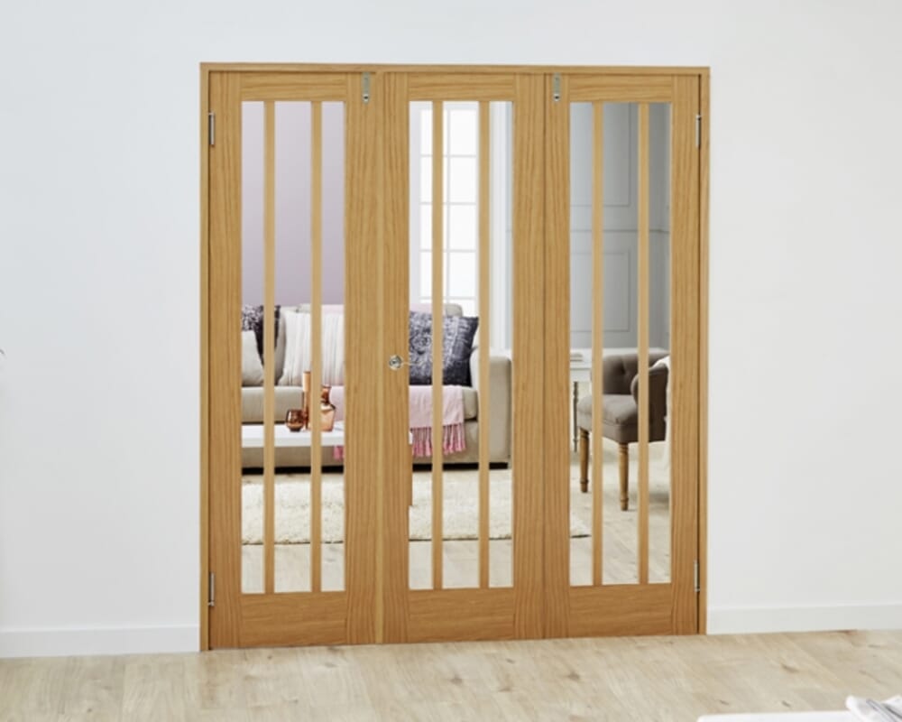 Lincoln Oak Frenchfold - Clear (3 x 533mm Doors)