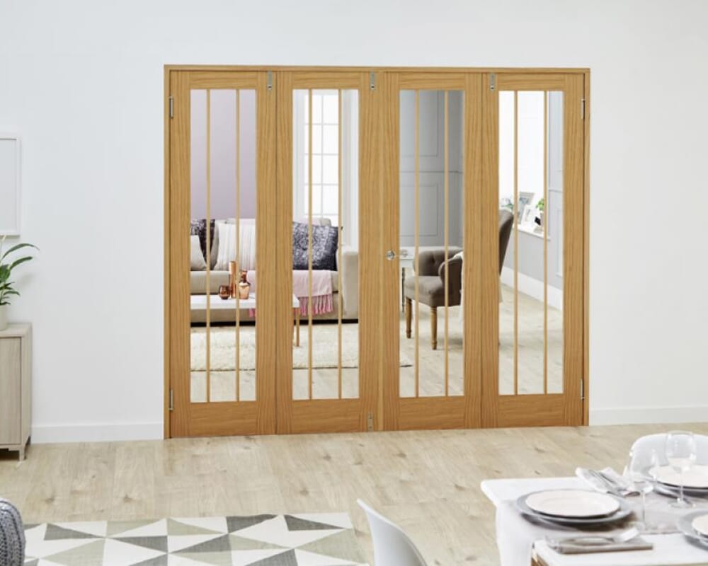 Lincoln Oak Frenchfold - Clear (4 x 610mm Doors)