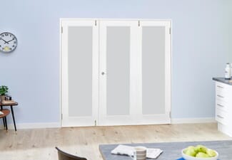 White P10 Frosted Folding Room Divider (3 x 533mm Doors)
