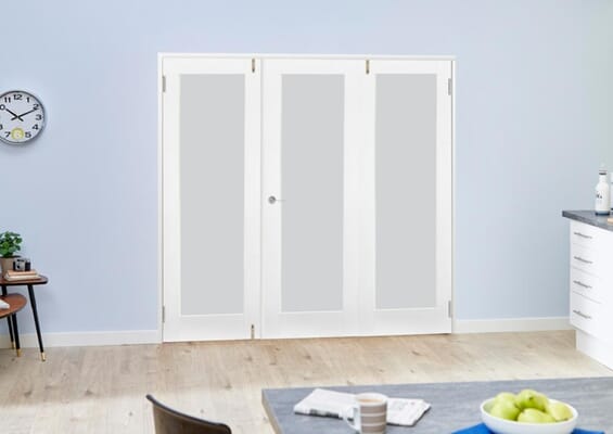 White P10 Frosted Folding Room Divider 6ft (1800mm) set