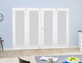 White P10 Frosted Folding Room Divider (4 x 533mm Doors)