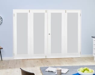 White P10 Frosted Folding Room Divider (4 x 610mm Doors)