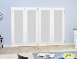 White P10 French Folding   Room Dividers with Frosted Glass