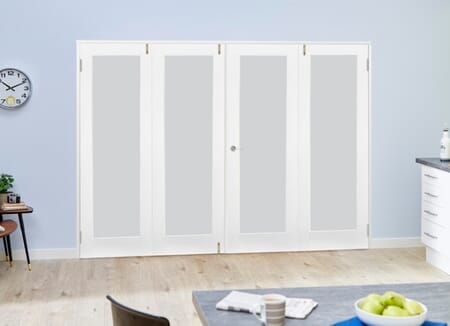 White P10 French Folding Room Divider - Frosted