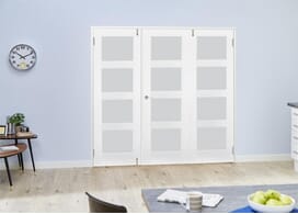 White 4l Frosted Folding Room Divider 6ft (1800mm) Set Image