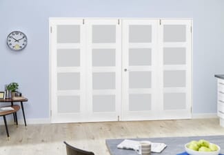 White 4L Frosted Folding Room Divider (4 x 533mm doors)