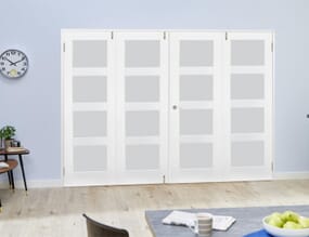 White 4L Frosted Folding Room Divider (4 x 610mm doors)