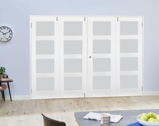 White 4L Frosted Folding Room Divider (4 x 686mm doors)