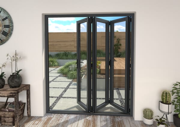 2400mm Grey Aluminium Bifold Doors - 3 Left