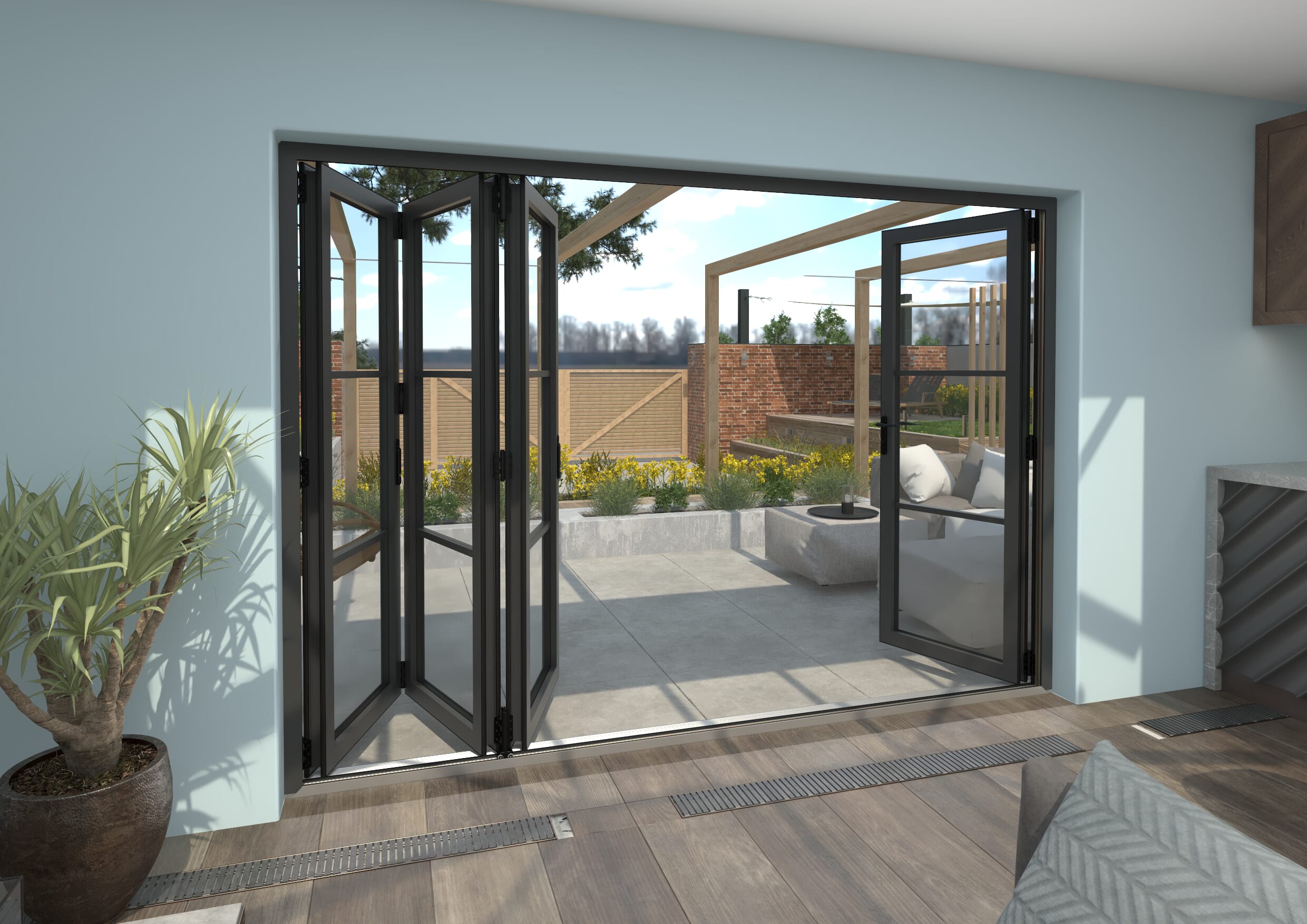 Climadoor Grey Heritage Aluminium Bi-folding Patio Doors At Climadoor