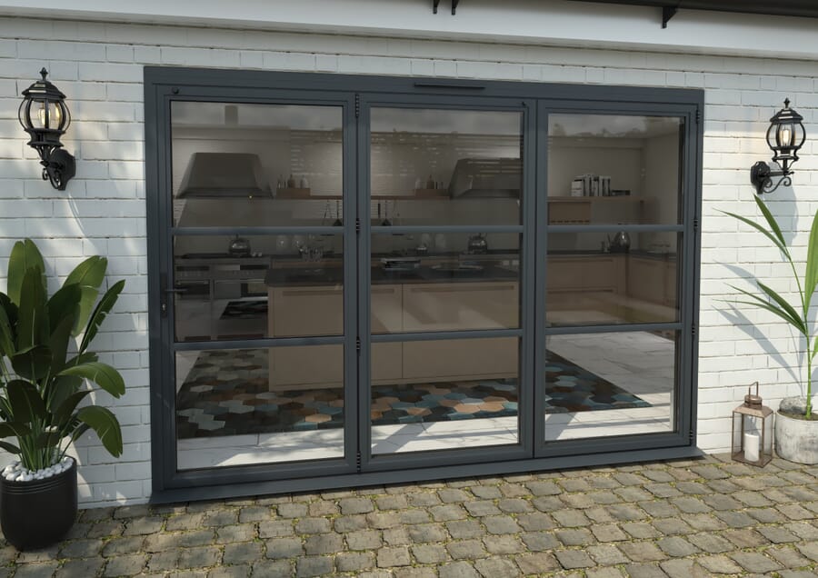 Climadoor Grey Heritage Aluminium Bi-folding Patio Doors