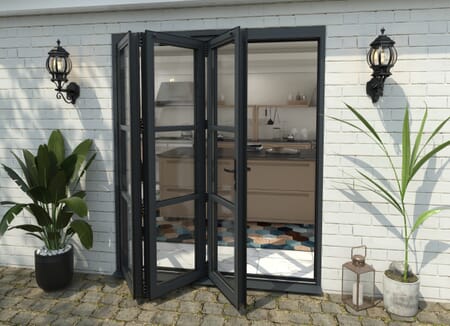 Climadoor Grey Heritage Aluminium Bifold Doors - Part Q Compliant