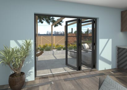 Climadoor Grey Heritage Aluminium Bifold Doors - Part Q Compliant