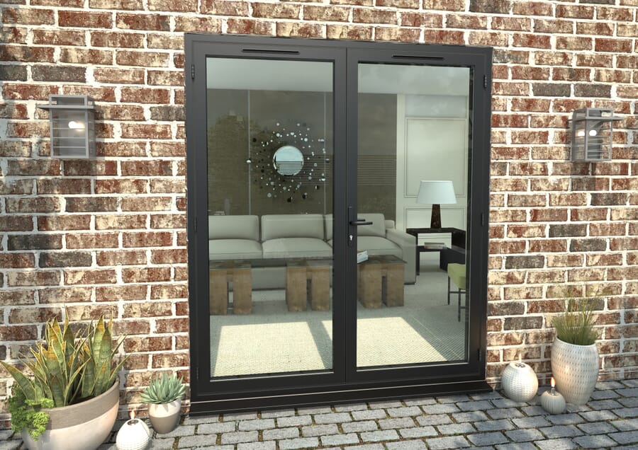 Climadoor Black Aluminium French Doors – Part Q Compliant – 2090mm x 1790mm x 70mm