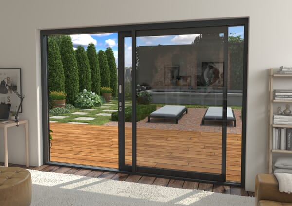 3000mm Supreme Anthracite Grey Aluminium Sliding Doors RH Sliding / LH Fixed