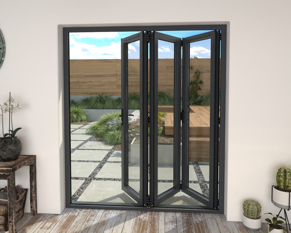 1800mm Grey Aluminium Bifold Door - 3 Left
