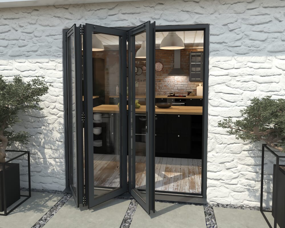 1800mm Grey Aluminium Bifold Door - 3 Left