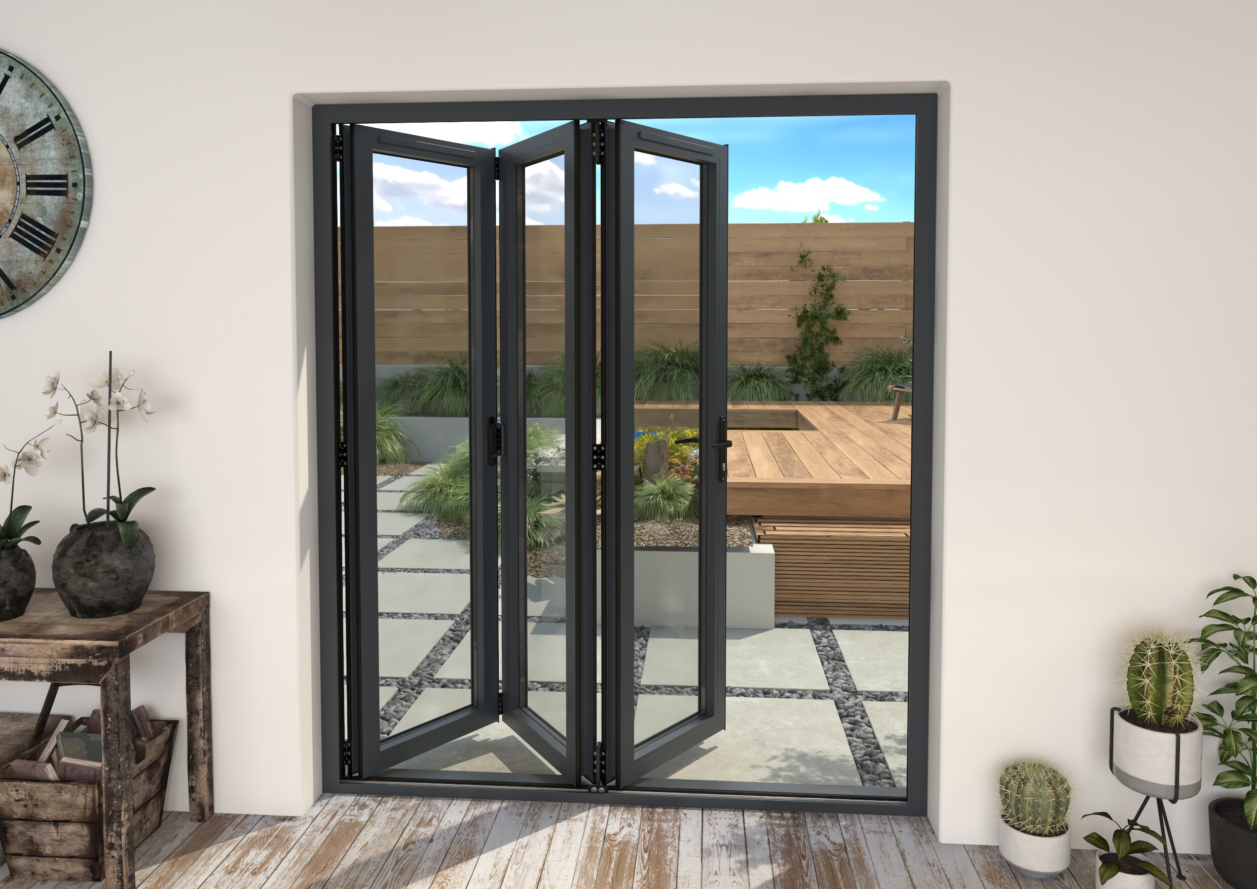 1800mm Grey Aluminium Bifold Door - 3 Right