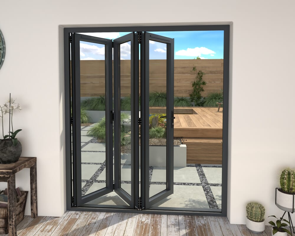 1800mm Grey Aluminium Bifold Door - 3 Right
