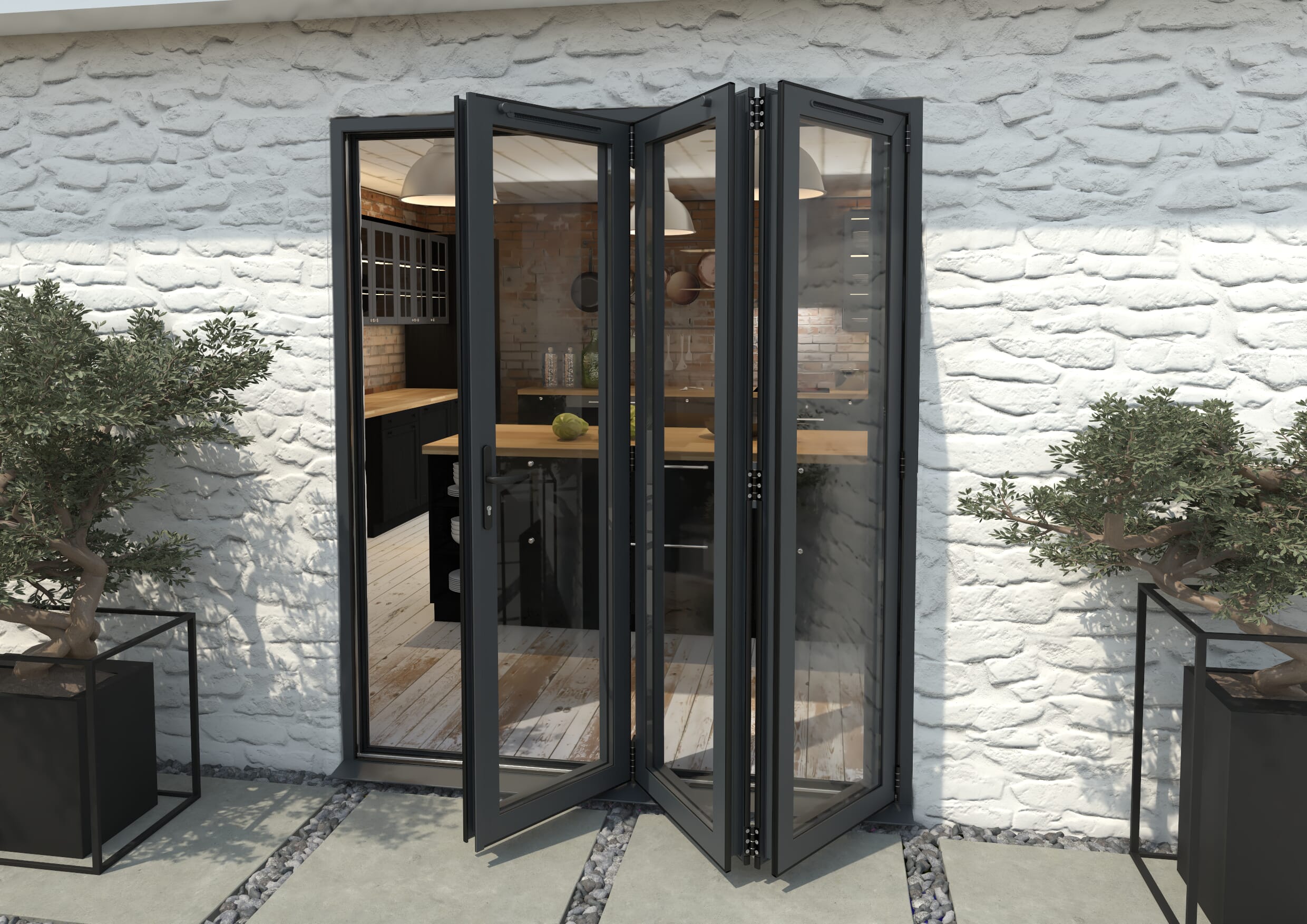 1800mm Grey Aluminium Bifold Door - 3 Right