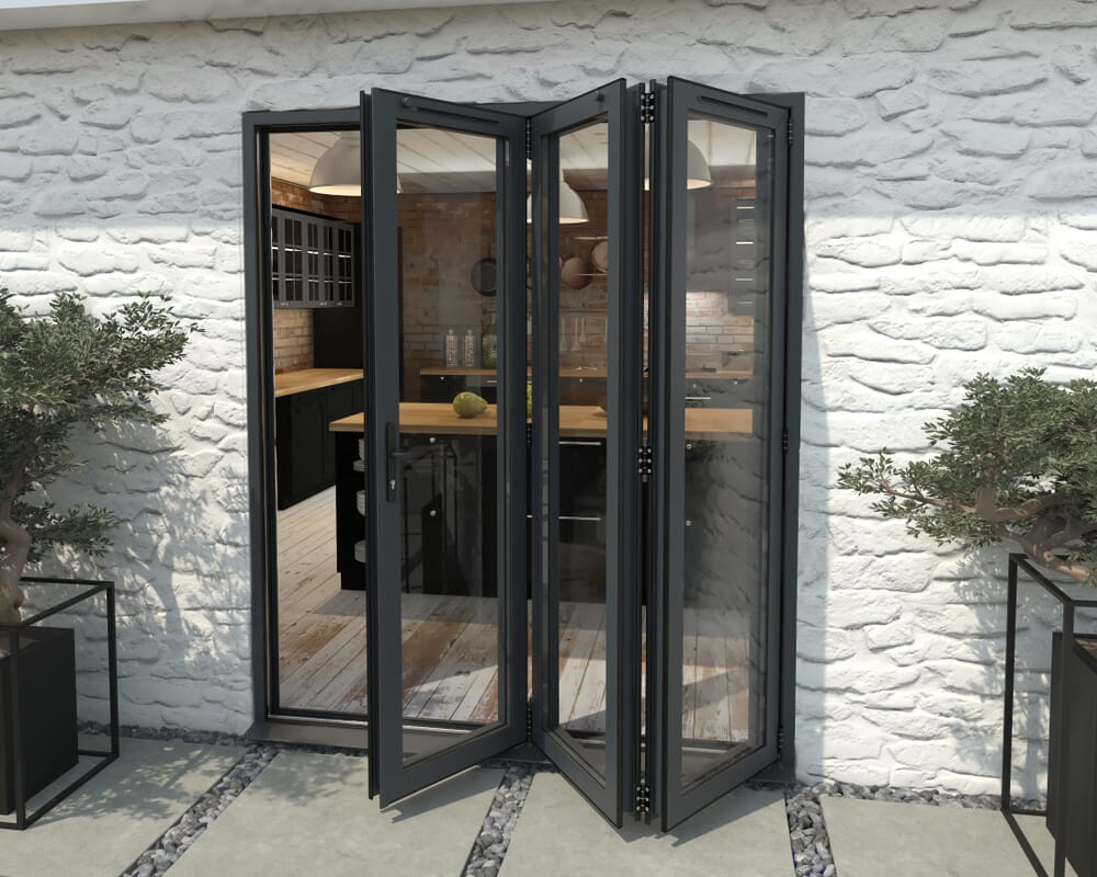 1800mm Grey Aluminium Bifold Door - 3 Right