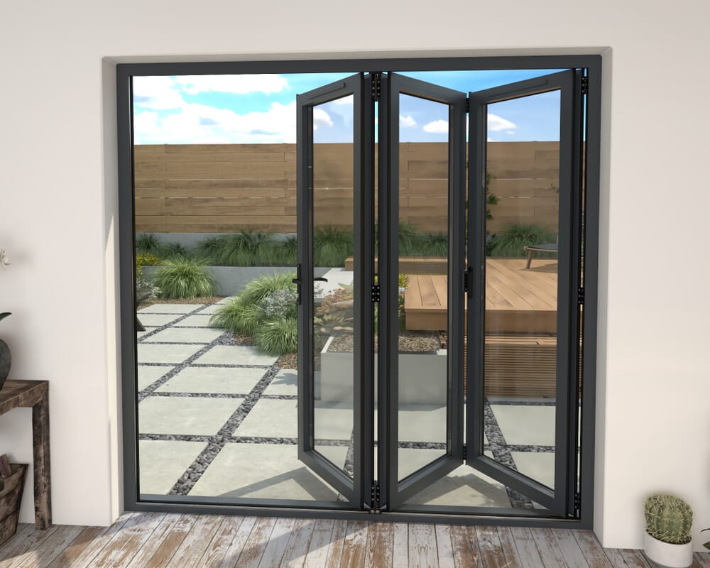 2100mm Grey Aluminium Bifold Doors - 3 Left