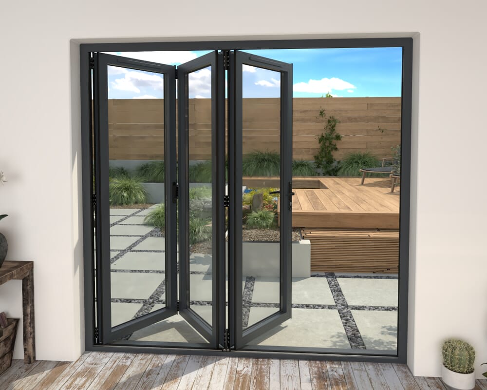 2100mm Grey Aluminium Bifold Doors - 3 Right