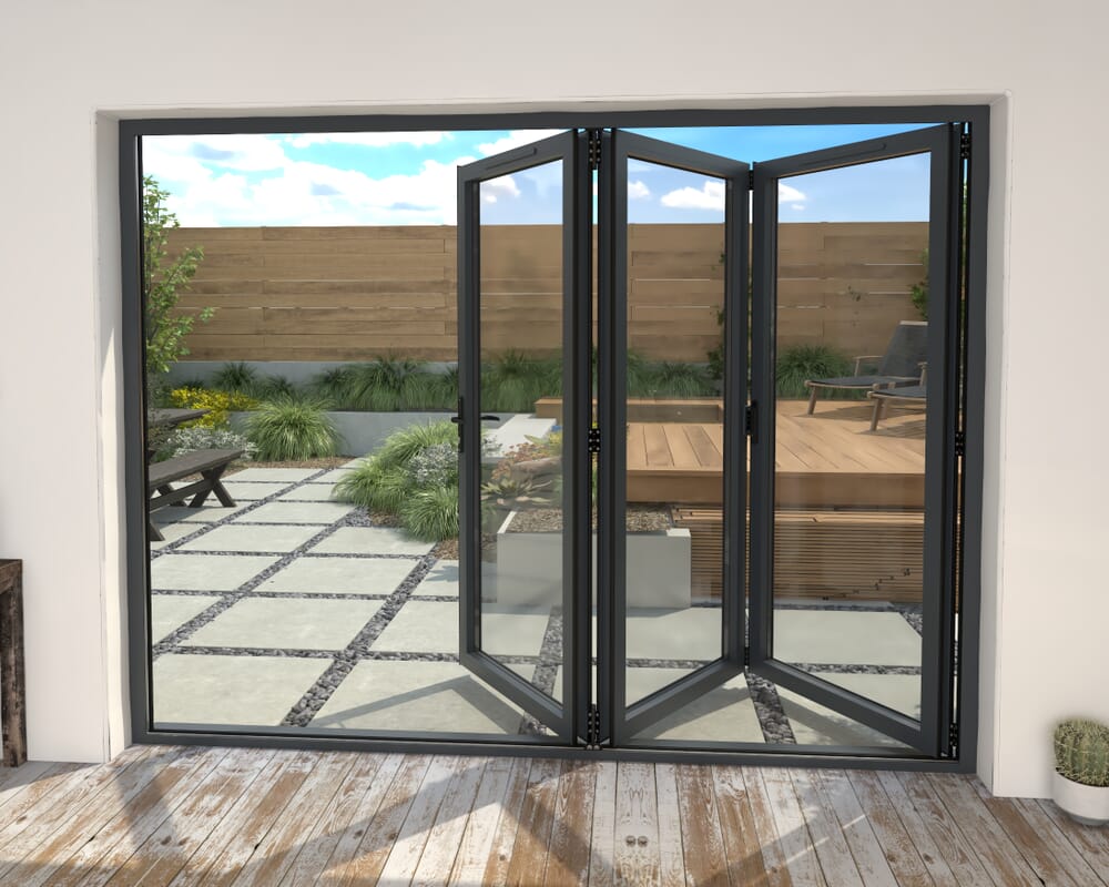 2700mm Grey Aluminium Bifold Doors - 3 Left