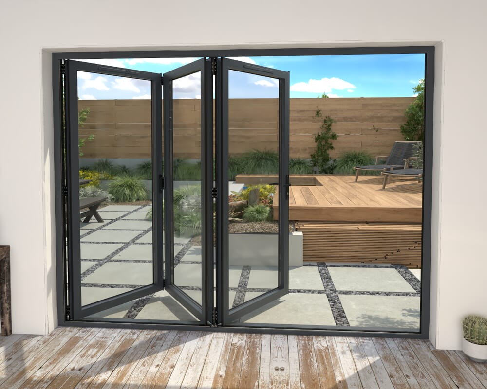 2700mm Grey Aluminium Bifold Doors - 3 Right