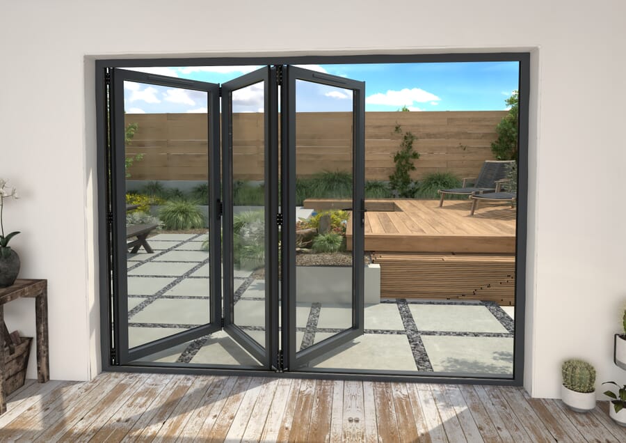 Climadoor Grey Aluminium Bi-folding Patio Doors