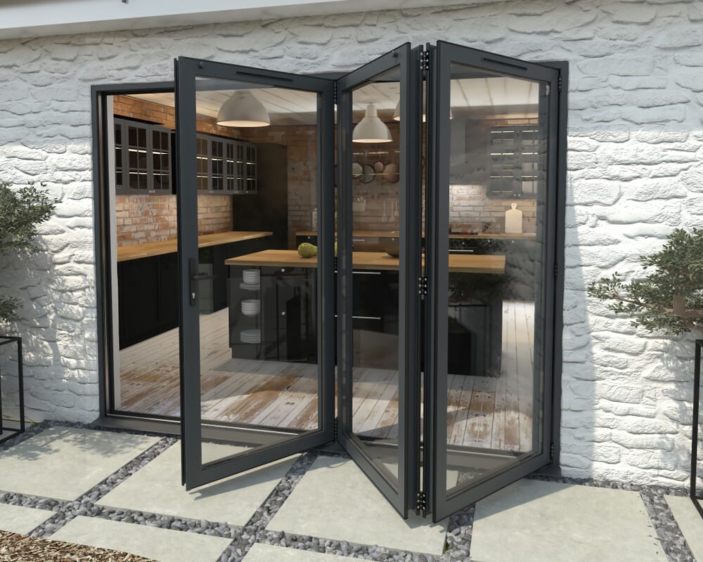 2700mm Grey Aluminium Bifold Doors - 3 Right