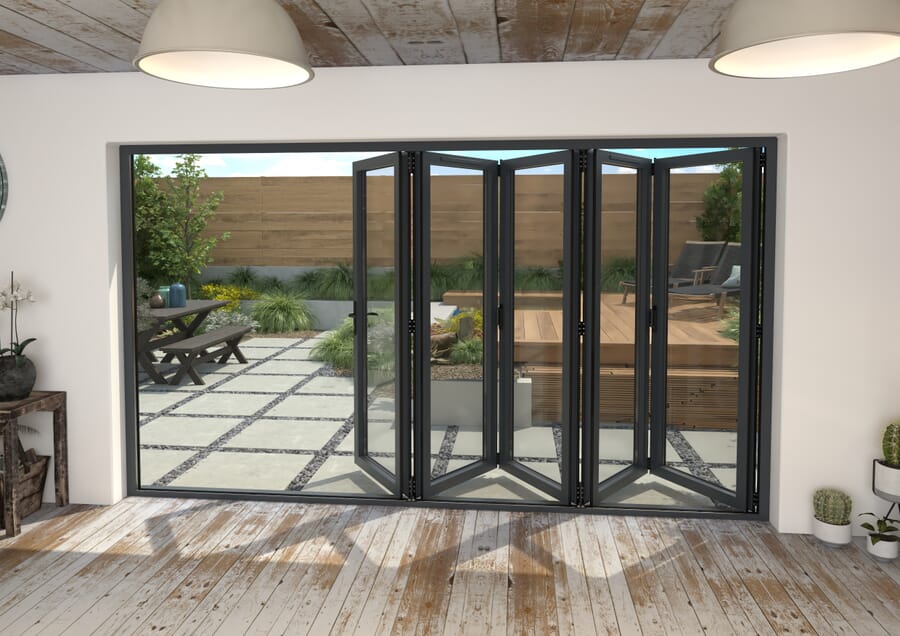 Climadoor Grey Aluminium Bi-folding Patio Doors