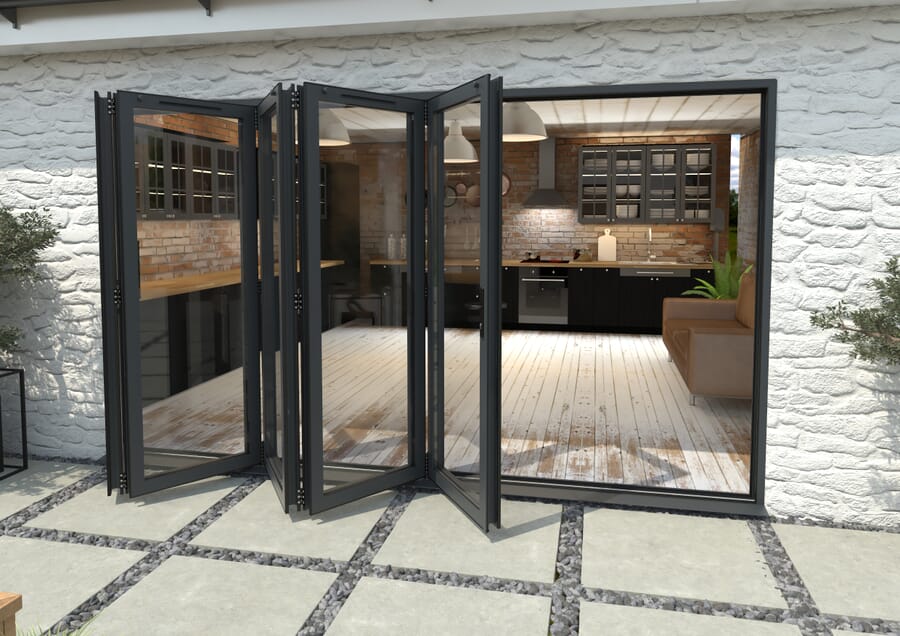 Climadoor Grey Aluminium Bi-folding Patio Doors