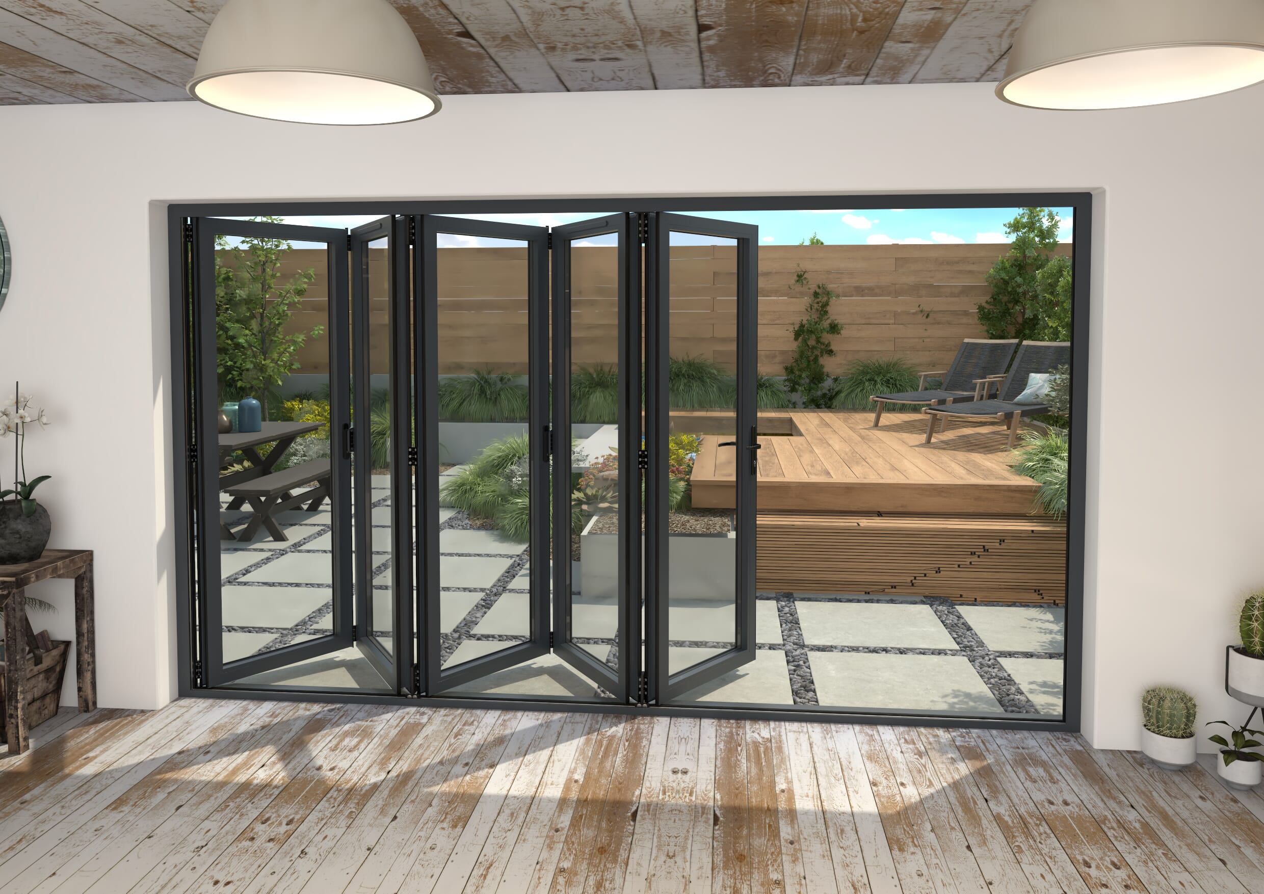 3600mm Grey Aluminium Bifold Doors - 5 Right