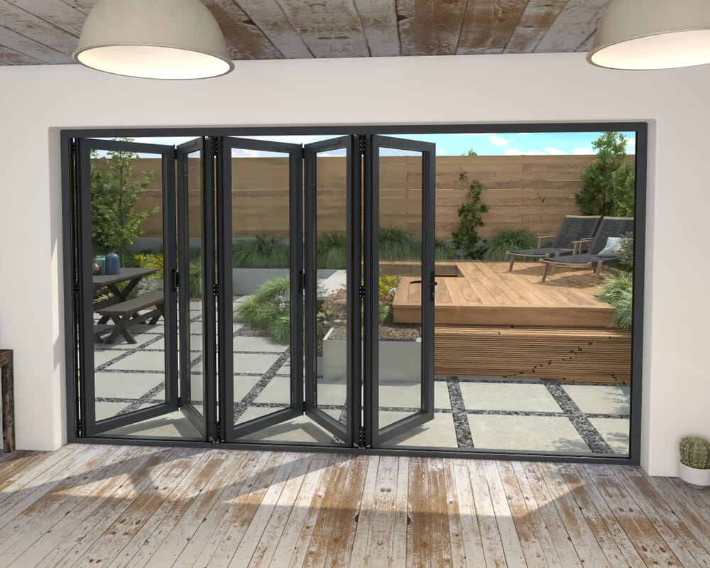 3600mm Grey Aluminium Bifold Doors - 5 Right