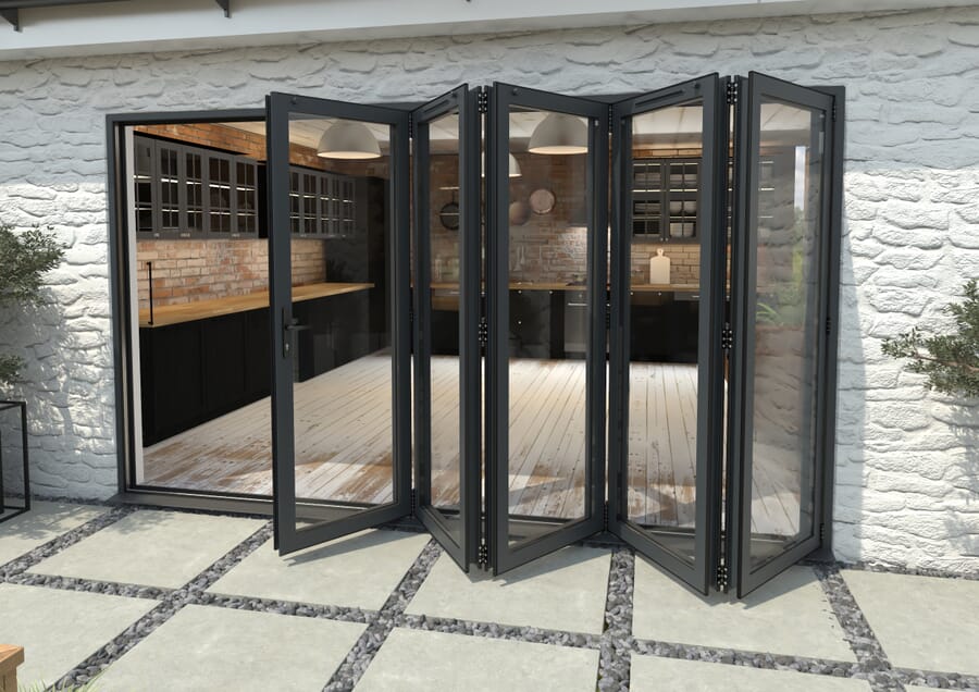 Climadoor Grey Aluminium Bi-folding Patio Doors