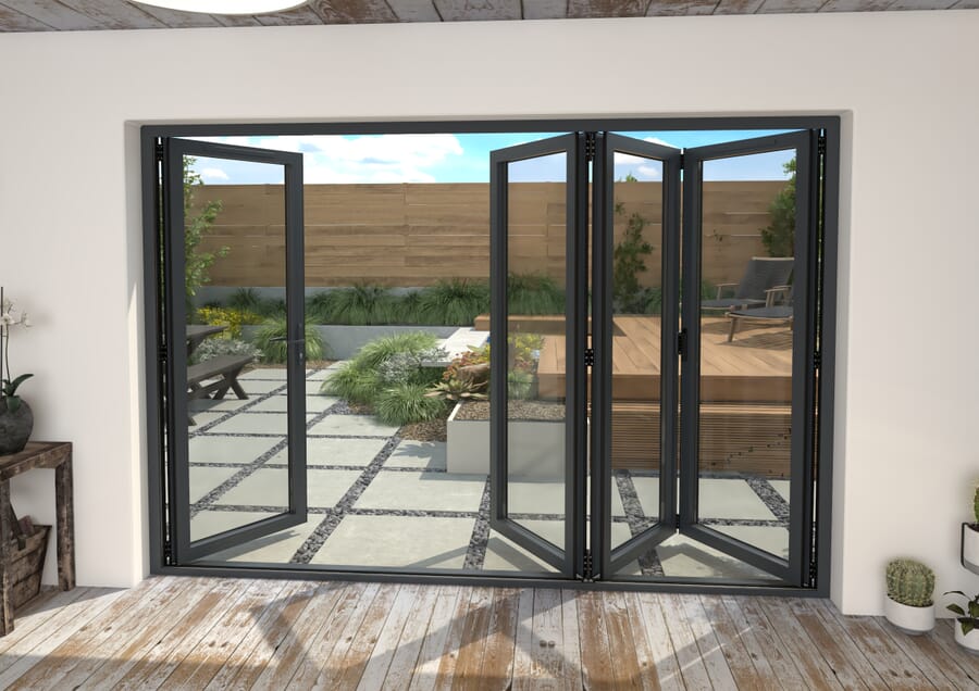 Climadoor Grey Aluminium Bi-folding Patio Doors
