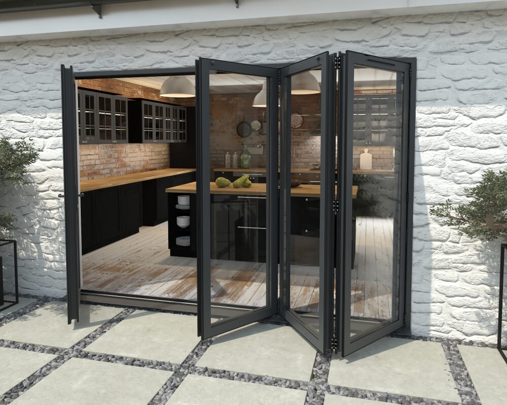 3000mm Grey Aluminium Bifold Doors - 1 Left 3 Right