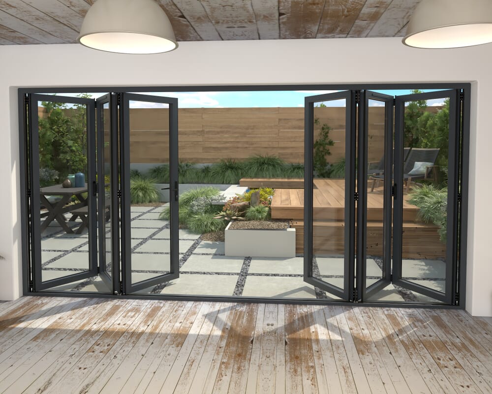 4200mm Grey Aluminium Bifold Doors - 3 Left 3 Right